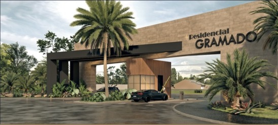 Entrada do Residencial Gramado Condomínio Fechado, em Dracena