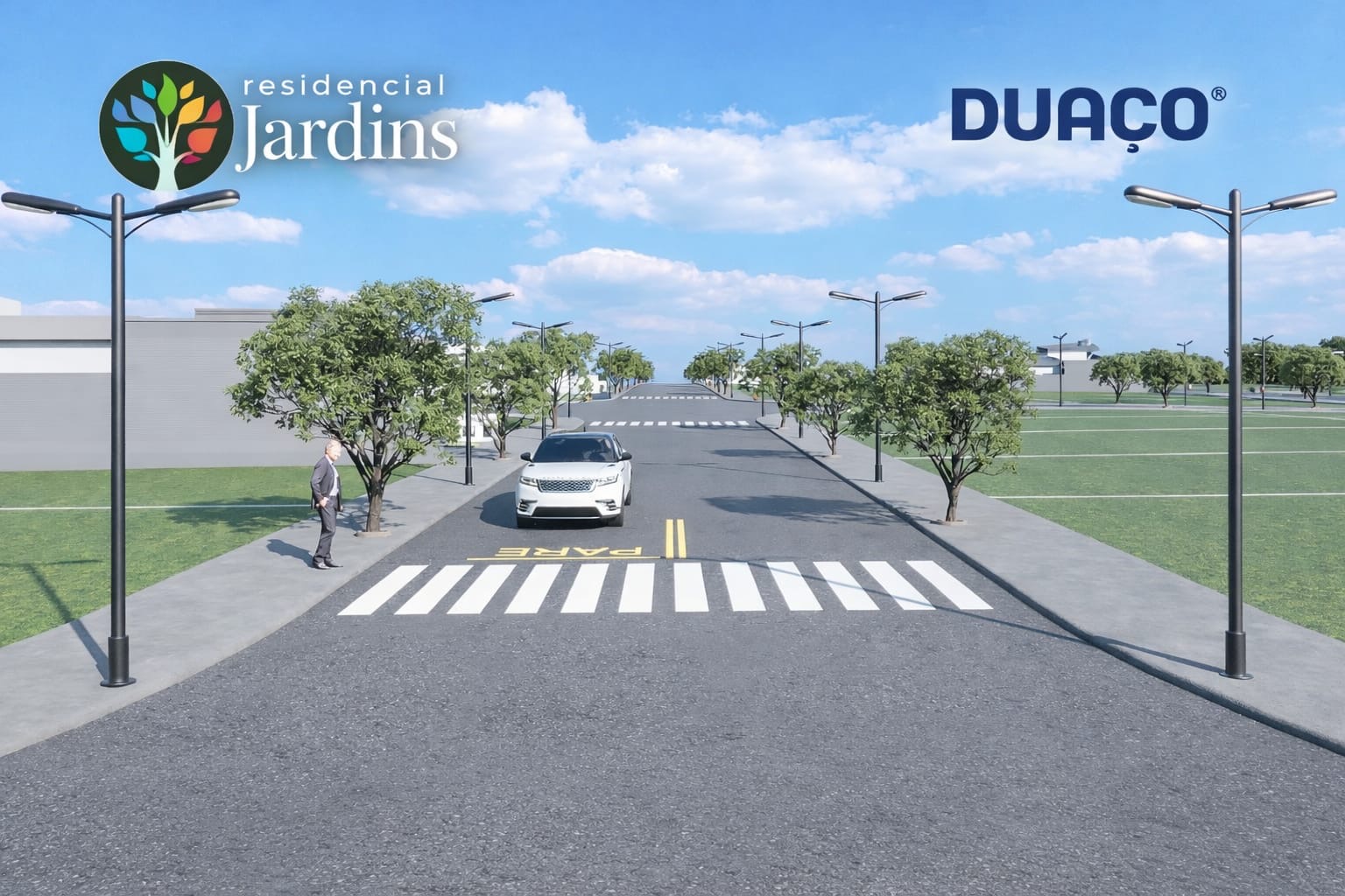 Avenida arborizada do Residencial Jardins